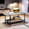 Acekool 2-Tier Coffee Table with Storage Shelf, Farmhouse Industrial Wood & Metal Center Table for Living Room, Office - 3 of 4