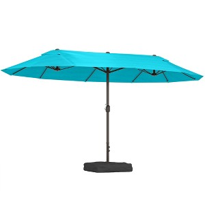 Outsunny 15ft Patio Umbrella Double-Sided Outdoor Market Extra Large Umbrella with Crank Handle for Deck, Lawn, Backyard and Pool - 1 of 4
