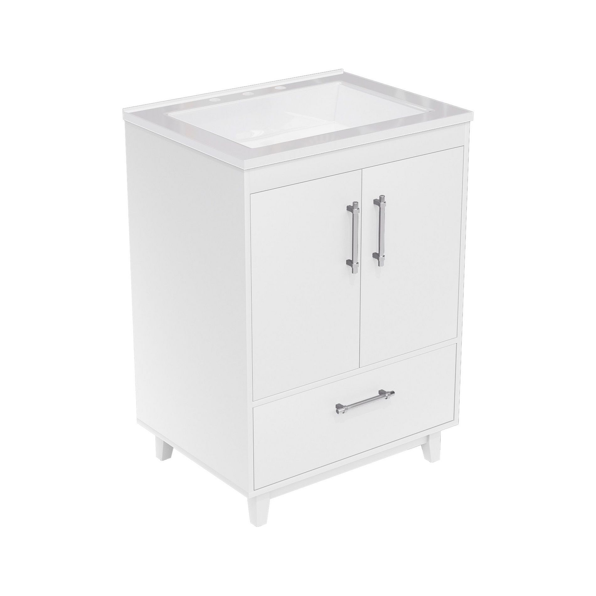 Hyleory 25" Modern Bathroom Vanity With Ceramic Basin, Undermount Sink Cabinet, Free Standing Storage Cabinet With Sink Combo Set