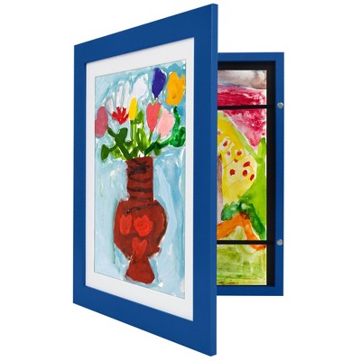 Americanflat Kids Art Frame 10x12.5 inches with 8.5x11 inches Mat - Composite Wood And Glass - Holds 100 Artworks