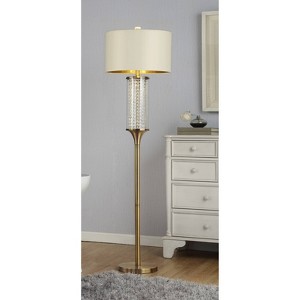 62.25" Traditional Metal Floor Lamp with Crystal Accents White - Ore International: Standing Lamp with Linen Shade - 1 of 4