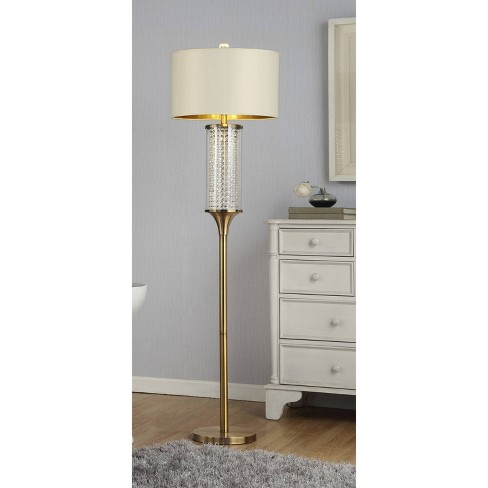 62.25" Traditional Metal Floor Lamp with Crystal Accents White - Ore International: Standing Lamp with Linen Shade - image 1 of 4