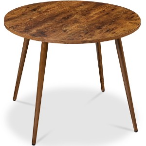 Best Choice Products Round Mid-Century Modern 35.5in Dining Table, Dinette for Home or Kitchen w/Wood Finish Steel Legs - 1 of 4