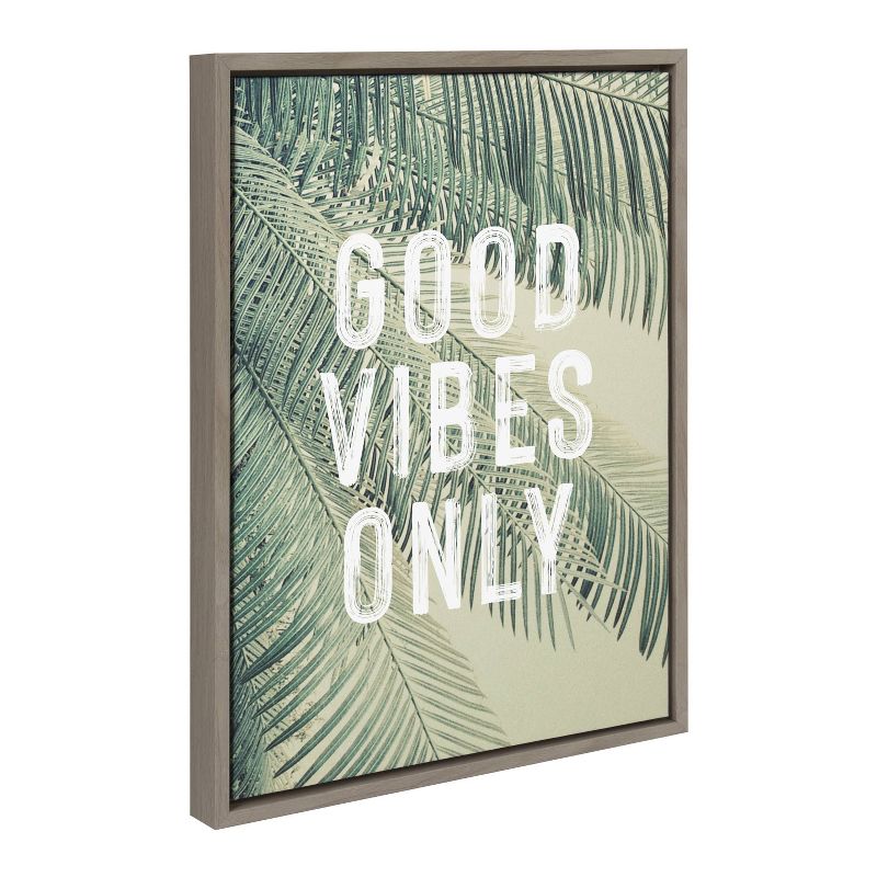 18&#34; x 24&#34; Sylvie Vintage Tropical Palms Good Vibes Only Framed Canvas by the Creative Bunch Studio Gray - Kate &#38; Laurel All Things Decor, 3 of 8