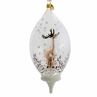 Morawski 8.5 Inch Reindeer In Drop Dome Antlers Glitter Tree Ornaments