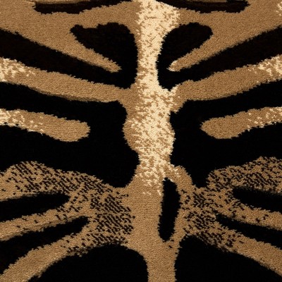 Fawn Black and Ivory Zebra Print Area Rug