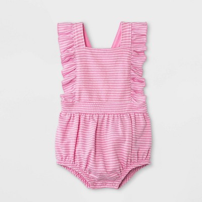 Image of Baby Girls' Textured Romper - Cat & Jack™ Pink Newborn