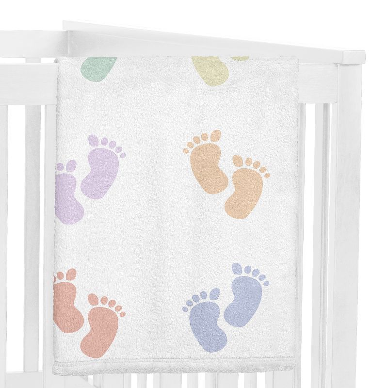 Sweet Jojo Designs Gender Neutral Unisex Baby Milestone Blanket Baby Footprints Multicolor, 4 of 8