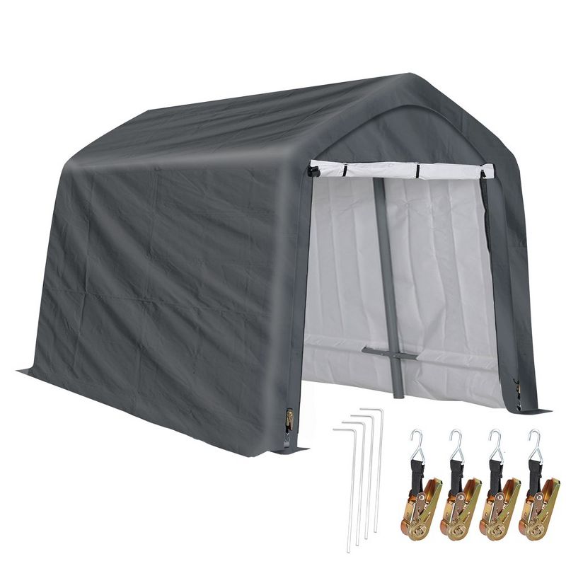Aoodor 6 X 6 FT Heavy Duty Storage Shelter, Portable Shed Carport with Roll-up Zipper Door ,Waterproof and UV Resistant, 1 of 9