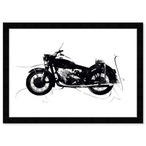 19" x 13" Vintage Motorcycle I Transportation Framed Wall Art Black/White - Hatcher and Ethan: Modern Decor, Digital Print - 1 of 4