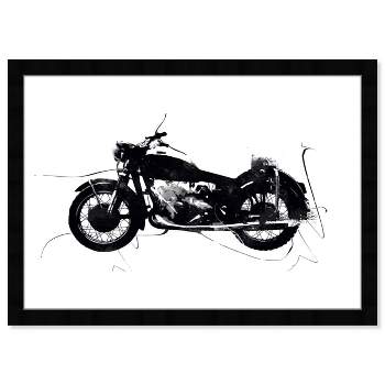 19" x 13" Vintage Motorcycle I Transportation Framed Wall Art Black/White - Hatcher and Ethan