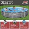 Coleman Round Durable Power Steel Frame Deluxe Series 26' x 52" Above Ground Outdoor Swimming Pool Set with Filter Pump and Ladder, Silver - 2 of 4
