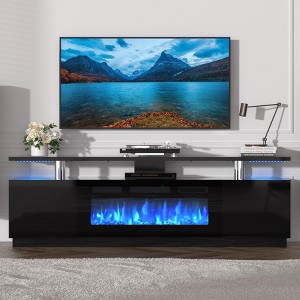 70'' Fireplace TV Stand with 36'' Firplace, Entertainment Center, 2 Tier TV Console Cabinet with Storage Cabinet, Electric Fireplace Heater - 1 of 4