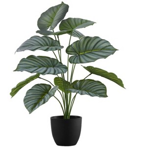 Gulches 24" Faux Calathea Plant - Real Touch Indoor Potted Greenery w/Black Pot, Lifelike Fake Plant for Table/Home/Office Decor - 1 of 4