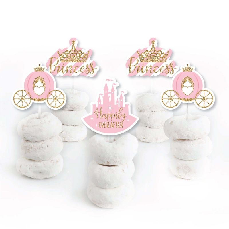 Big Dot of Happiness Little Princess Crown - Dessert Cupcake Toppers - Pink Princess Baby Shower or Birthday Party Clear Treat Picks - Set of 24, 2 of 8