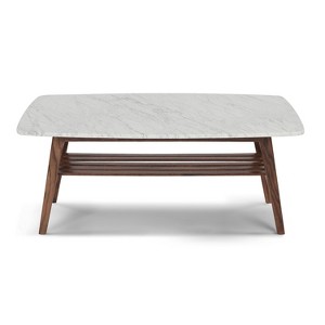 The Bianco Collection Laura 43" Rectangular Italian Carrara White Marble Coffee Table - 1 of 4