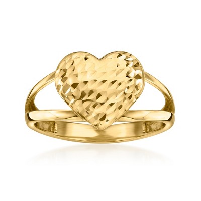 Ross-Simons 10kt Yellow Gold Diamond-Cut Heart Ring