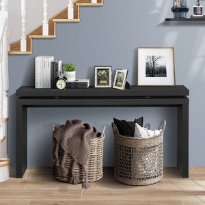 60"W Long Console Table, Rectangular  Sofa Table, Farmhouse Entryway Table for Entrance, Hallway, Living Room, Antique Natural-- Frevyn - 1 of 4