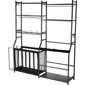 VEVOR Golf Storage Garage Organizer, 2 Golf Bag Storage Stand Holder and Other Sports Equipment Storage Rack with Baskets & Hooks, Black - 1 of 4