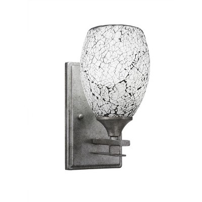 Toltec Lighting Uptowne 1 - Light Sconce in  Aged Silver with 5" Black Fusion Shade