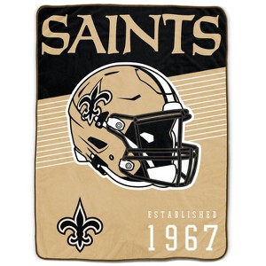 NFL New Orleans Saints Helmet Stripes Flannel Fleece Blanket - 1 of 3