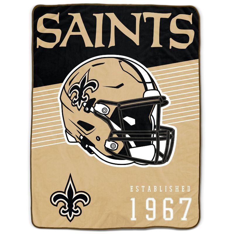NFL New Orleans Saints Helmet Stripes Flannel Fleece Blanket, 1 of 4