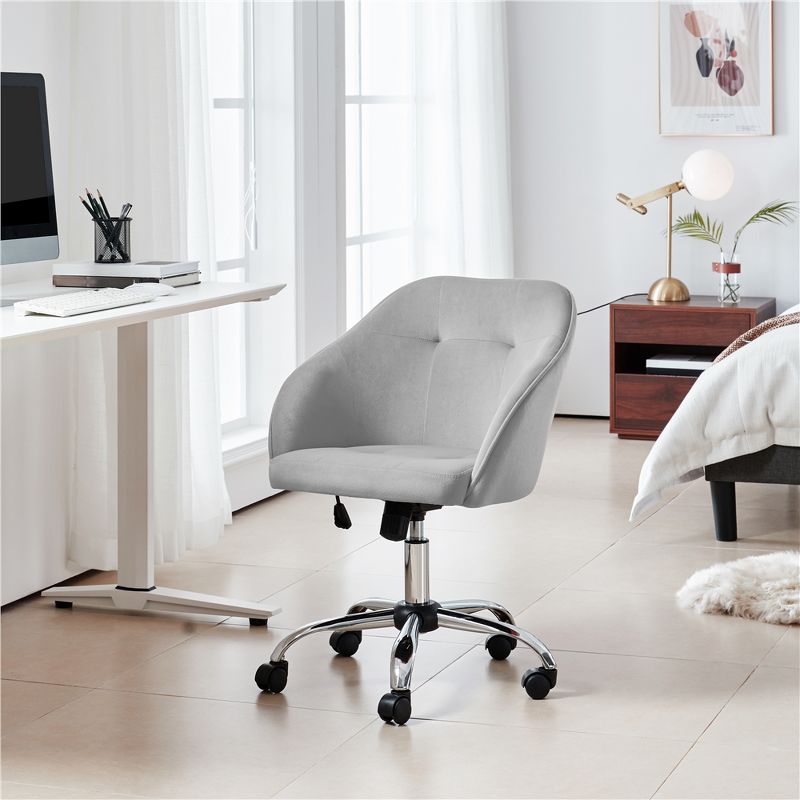 Yaheetech Velvet Desk Chair for Home Office, Soft Height Adjustable 360° Swivel Computer Chair, 3 of 8