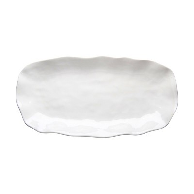 tagltd 9.25" x 18" Formoso White Stoneware Oval Dinnerware Serving Tray Platter Dishwasher Safe