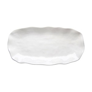 tagltd 9.25" x 18" Formoso White Stoneware Oval Dinnerware Serving Tray Platter Dishwasher Safe - 1 of 4