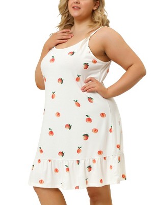 Agnes Orinda Women's Plus Size Adjustable Spaghetti Straps Ruffle Hem Nightgown