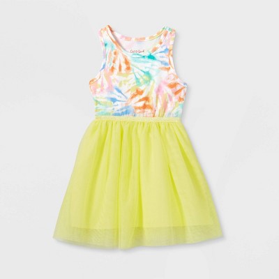 Toddler Girls' Tie-Dye Tutu Tank Top Dress - Cat & Jack™ Yellow 12M