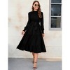 Women's Ruffle Mock Neck Long Sleeve Smocked Midi Dress Casual Floral Print Elastic Waist Tiered Long Dress - 2 of 4