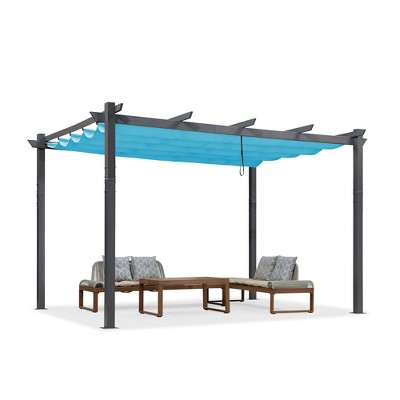PURPLE LEAF Pergola Outdoor Retractable Pergola with Sun Shade Canopy Patio Metal Grape Trellis Pergola Grill Shelter Pergola for Porch Garden Yard