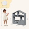 Senfot 2-Tier Kids Bookshelf & Toy Storage Organizer with Built-In Motion Sensor Light Wooden House-Shaped Book Rack, White - 2 of 4