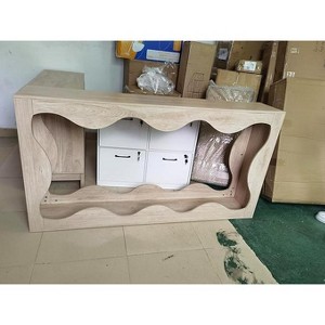 Scalloped Console Table for Entryway, Narrow Wood Sofa Table Behind Couch with Storage, Rustic Hallway Furniture for Living Rooms Apartments - 1 of 2