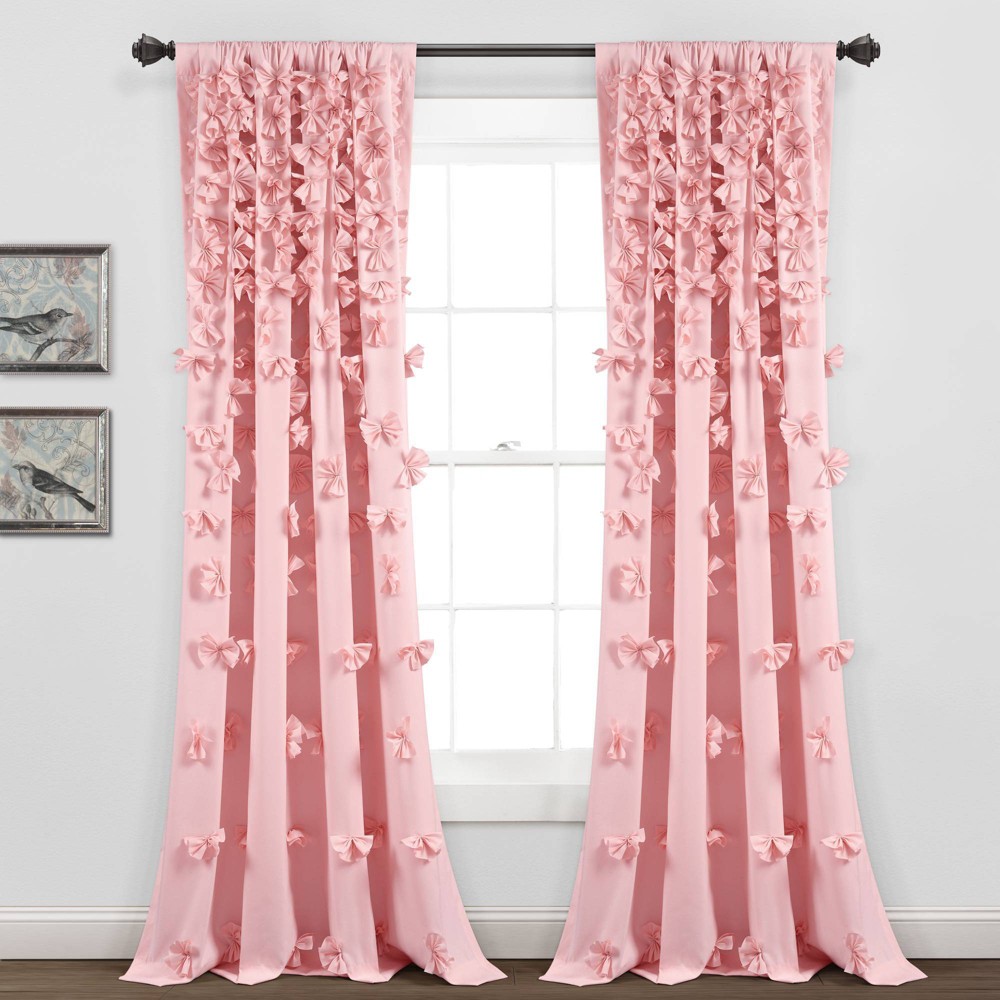 Photos - Curtain Rod / Track 84"x54" Riley Sheer Window Curtain Panel Pink - Lush Décor: Vintage Microfiber, Light Filtering, Rod Pocket