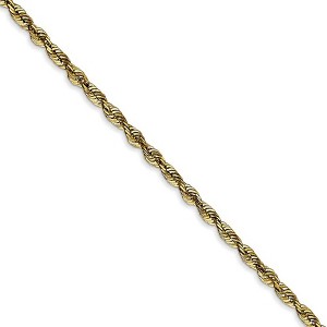 Black Bow Jewelry 2.5mm 10k Yellow Gold Diamond Cut Hollow Rope Chain Necklace - 1 of 4