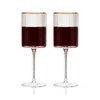 Viski Meridian Ribbed Wine Glasses, Crystal Wine Glass Unique Art Deco Glassware, Gold Rimmed Stemmed Glass for Wine 16oz Set of 2 - 4 of 4
