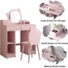 WhizMax Kids Vanity, 2 in 1 Princess Makeup Desk & Chair Set with Drawers, Storage Shelves, Toddler Dressing Table, Pink - 4 of 4
