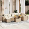 vidaXL Garden Sofa Set Beige PE Rattan Large Adjustable Armrests - 2 of 4