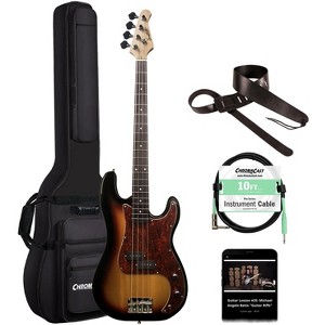 Sawtooth EP Series Electric Bass Guitar with Gig Bag & Accessories, Vintage Burst w/ Tortoise Pickguard - 1 of 4