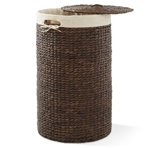 Casafield Round Laundry Hamper with Lid and Removable Liner Bag, Woven Water Hyacinth Laundry Basket for Clothes - 1 of 4