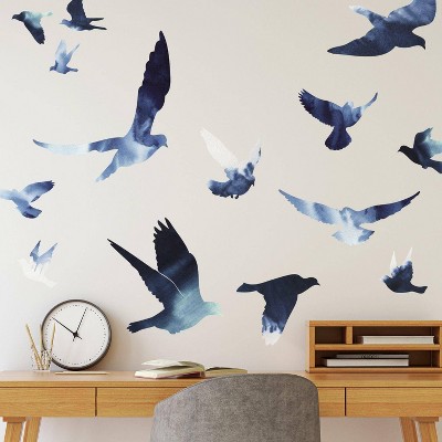 Blue Birds in Flight Peel and Stick Vinyl Wall Decals