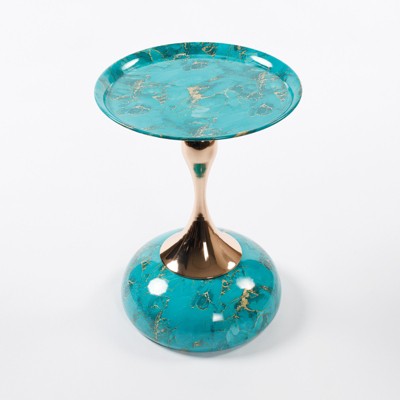 Vynxaria Green Mermaid Tail End Tables - Modern Round Side Tables for Living Spaces