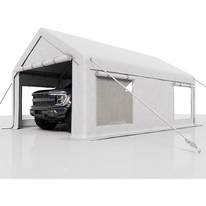 13x25 FT Heavy Duty Carport Garage, Portable Shelter with Removable Sidewalls & Doors, Roll-Up Windows, All-Season Tarp Canopy for Cars, Trucks - 1 of 4