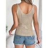 Womens Hollow Out Knitted Vest Beach Vacation Tank Top Summer Casual Sleeveless V-Neck Tanks Crop Tops - 4 of 4