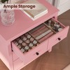Heynemo Pink 3 Drawer Dresser, 30" Wood Chest of Drawers with Soft-Close Drawers, Wide Nightstand Cabinet with 3 Spacious Drawers, Pink - 3 of 4