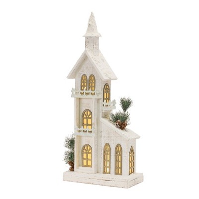 Melrose Lighted Winter Church Display 27"H