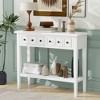 VYNXARIA 48-Inch White Console Table with Drawers and Open Shelf - 3 of 4