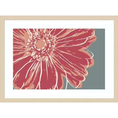 Flower Pop Sketch IV Red Graphic Art Print in Natural Wood Frame
